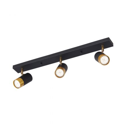 Spot Οροφής Ράγας LED 3xGU10 Μαύρο-Χρυσό