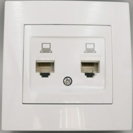 Πρίζα DATA Διπλή RJ45 CAT6 EYBOIA Λευκό