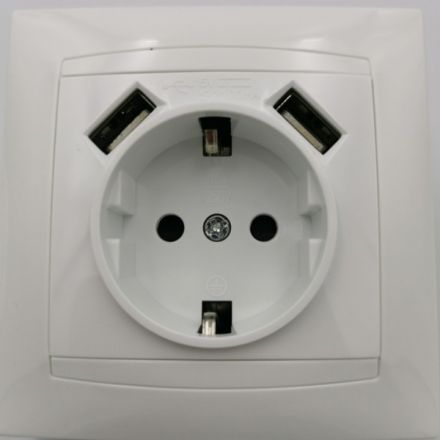 Πρίζα Σούκο Με 2 USB 5v 2100mA ΧΑΛΚΙΔΑ