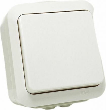 AQUA Επίτοιχος Στεγανός Διακόπτης Απλός IP54-Λευκό