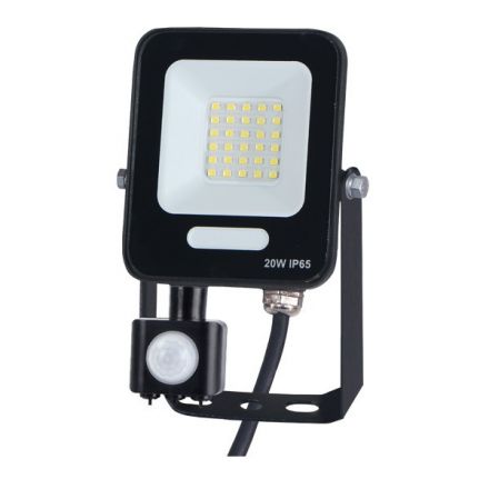 Προβολέας LED 20W SMD Με Περιστρεφόμενο Ανιχνευτή Κίνησης Μαύρος IP54 3000K PLUS