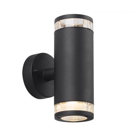 Επίτοιχο Φωτιστικό Birk Double LED 2xGU10 Αλουμίνιο Μαύρο IP44