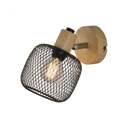 Απλίκα LED 1xE14 Μαύρο/Ξύλο