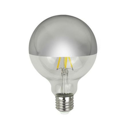 Λάμπα LED Γλόμπος G95 Crossed Filament 8W E27 3000K 220-240V Dimmable Ανεστραμμένου Καθρέπτη Ασημί