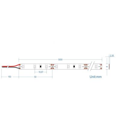 Tαινία LED ΤΩΡΑ 4.8W/m 12V IP20 5m - Μπλε