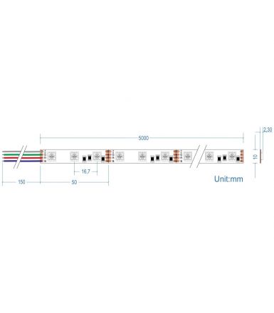 Ταινία LED ΤΩΡΑ 14.4W/m 12V IP65 5m - RGB