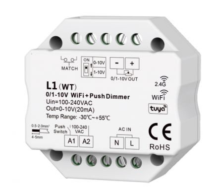 Cubalux Dimmer WiFi - RF - Push Button Simplicity 0/1-10V