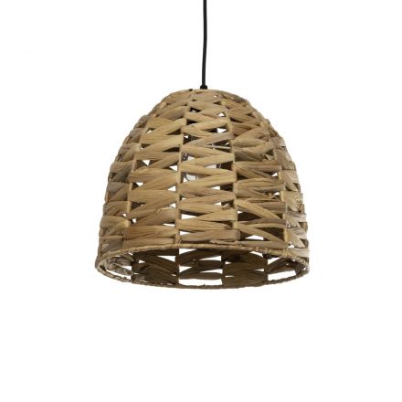 MEKA 204-0165 Boho Κρεμαστό Φωτιστικό Καμπάνα Μονόφωτο 1 x E27 IP20 Μπεζ Rattan - Μ30 x Π30 x Υ25cm