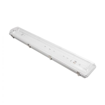 VIGAS 999-0250 Γραμμικό Βιομηχανικό Φωτιστικό Σκαφάκι Tri-Proof με Μεταλλικά Clips για 2xΛάμπες T8 G13 90cm Τύπου Φθορίου LED Τροφοδοσίας Ενός Άκρου 120° Γκρι με Διάφανο Κάλυμμα Πλαστικό PC Μ100 x