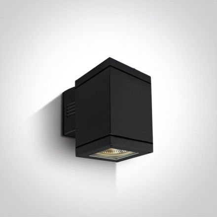 One Light Τετράγωνο Επίτοιχο Φωτιστικό LED E27 PAR30 Die Cast Μαύρο IP54