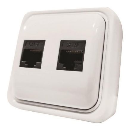 Πριζα Μινι Data Διπλη Rj45 8P8C Λευκη IP20