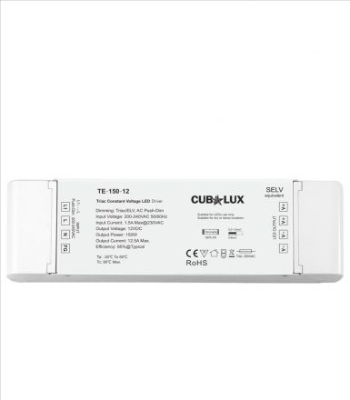 Cubalux LED Driver Dimmable TRIAC-Push Button 150W 12V DC IP20