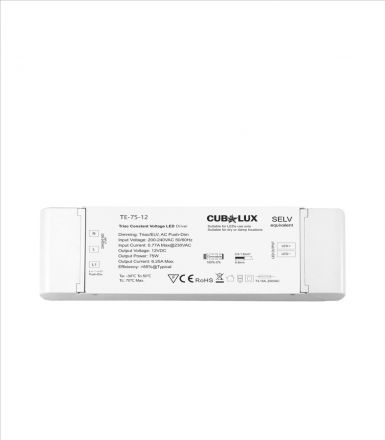 Cubalux LED Driver Dimmable TRIAC-Push Button 75W 12V DC IP20