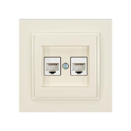 Πρίζα Data CAT 6 RJ 45 ΔΙΠΛΗ Μπεζ MONO