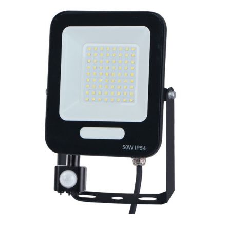Προβολέας LED 50W SMD Με Περιστρεφόμενο Ανιχνευτή Κίνησης Μαύρος IP54 3000K PLUS