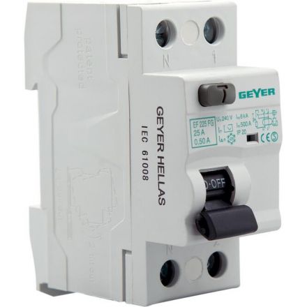 GEYER Ρελέ Διαφυγής 2P 25A 500mA AC
