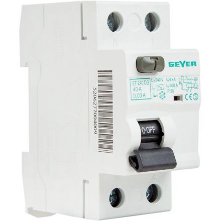GEYER Ρελέ Διαφυγής 2P 40A 30mA AC