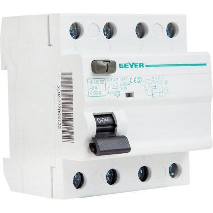 GEYER Ρελέ Διαφυγής 4P 40A 30mA AC