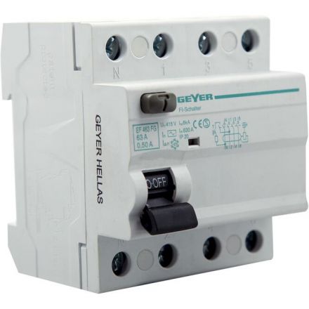 GEYER Ρελέ Διαφυγής 4P 63A 500mA AC