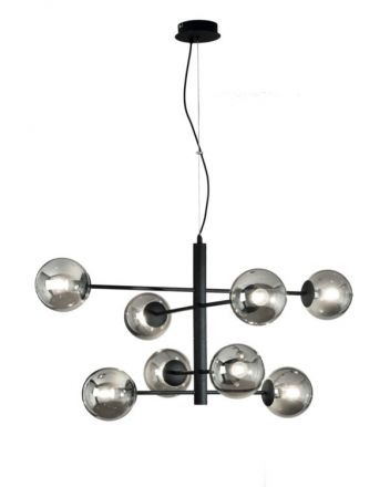 Κρεμαστό Φωτιστικό LED 8xE14 Eliseo Μαύρο/Smoke