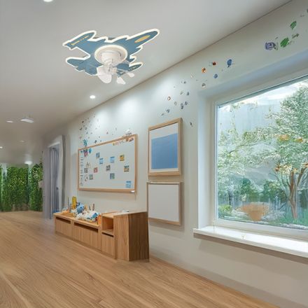 Ανεμιστήρας Οροφής Παιδικός Αεροπλάνο Μπλε 24W με LED Φως 63W & Κοντρόλ