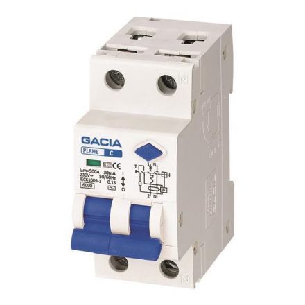 Ρελε Rcbo Διπολικο 10A 6Ka 30Ma 1+N Gacia Type B