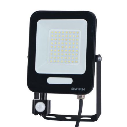 Προβολέας LED 50W SMD Με Περιστρεφόμενο Ανιχνευτή Κίνησης Μαύρος IP54 6500K Plus