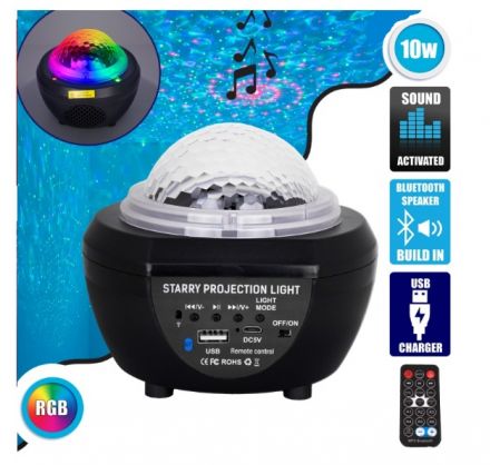 Επιτραπέζιο Φωτιστικό Ειδικών Εφε NIGHT SKY GALAXY 3D LED 10W DC 5V 2200mAh Επαναφορτιζόμενο με Bluetooth Speaker - Sound Activated - RGB - Dimmable