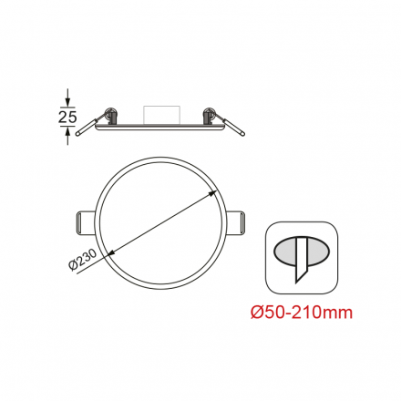 FLEXI Slim Χωνευτό Panel LED 19W IP44