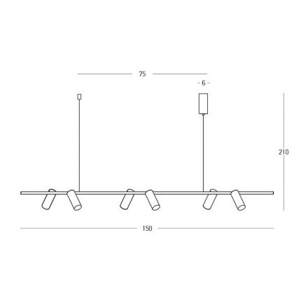 Φωτιστικό Οροφής Ράγα Led 29W 3000K Με Περιστρεφόμενα Σποτ SENTA Μαύρο 150cm