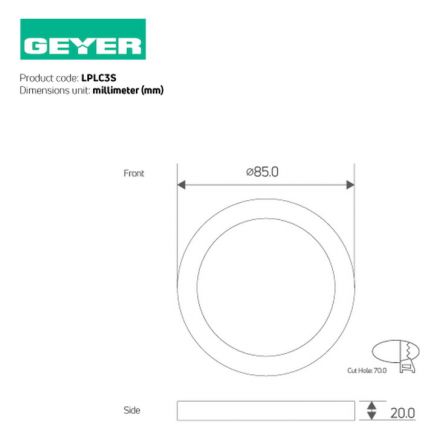 Χωνευτό Panel LED 3W 180lm 4000K 