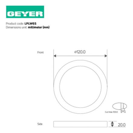 Χωνευτό Panel LED 6W 3000K 380lm Φ100mm