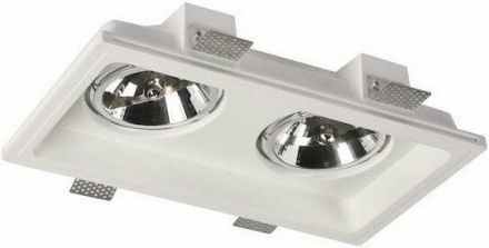 GEYER Γύψινο Τετράγωνο Σποτ Χωνευτό 2xAR111 35x19cm Λευκό