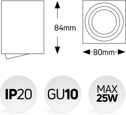 GEYER Τετράγωνο Σποτ LED GU10 Max 25W IP20