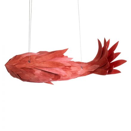GOURAMI Boho Κρεμαστό Φωτιστικό - Μ100 x Π72 x Υ36cm Κόκκινο Λεπτό Φύλλο Ξύλου 
