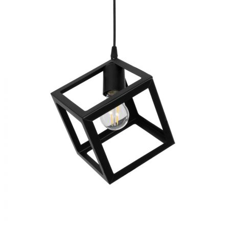 DISE 201-0049 Μοντέρνο Κρεμαστό Φωτιστικό Κύβος Μονόφωτο 1xE27 IP20 Μαύρο Μέταλλο Μ18 x Π18 x Υ68cm
