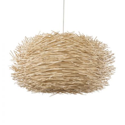 MINORCA Boho Κρεμαστό Φωτιστικό - Φ100 x Υ45cm Μπεζ Ξύλινο Πλέγμα