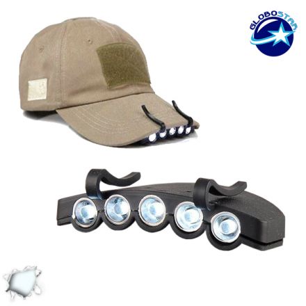 Φορητός Φακός Καπέλου με 5 LED Υψηλής Φωτεινότητας GloboStar 07022