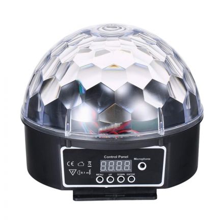 Party Disco Μπάλα με Περιστρεφόμενα Φωτορυθμικά Εφέ - RGB DMX512 20W με Sound Control Activated Εφέ και με Ασύρματο Χειριστήριο 
