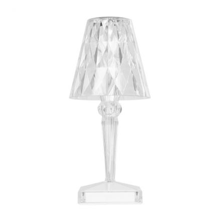 CRYSTAL Μοντέρνο Επιτραπέζιο Φωτιστικό LED 1W 100lm 360° DC 5V USB-C με Επαναφορτιζόμενη Μπαταρία IP44 RGBW με Χειριστήριο Dimmable - Διάφανο 