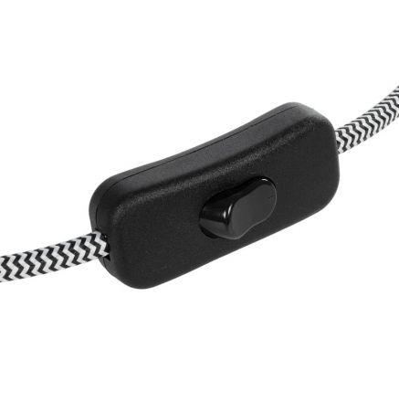 WHIP 77670 Μοντέρνο DIY Φωτιστικό με Υφασμάτινο Καλώδιο, με Διακόπτη On/Off AC 220-240V IP20 - Ασημί & Μαύρο - Μ140 x Π2.7 x Υ1.9cm
