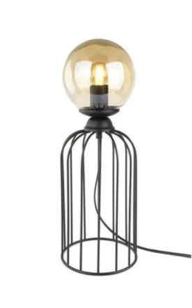 ZENITH 201-0094 Vintage Επιτραπέζιο Φωτιστικό Μπάλα Μονόφωτο 1 x E27 IP20 Μαύρο Μέταλλο με Μελί Γυαλί - Μ16 x Π16 x Υ46cm