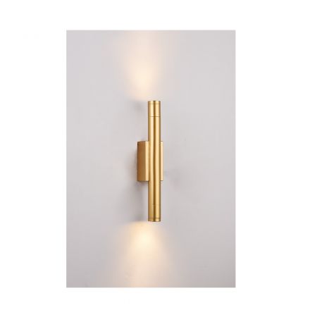 Inlight Επιτοίχιο Φωτιστικό LED 2x5W 3000K σε Χρυσό απόχρωση απο Αλουμίνιο D:30x6cm