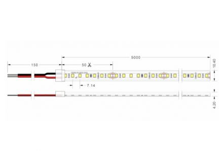 Ταινία LED TΩRA 4.8W/m CRI80 120 led/m 4000K 5m IP67