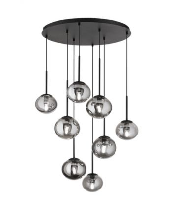 Κρεμαστό Πολύφωτο Φωτιστικό LED 8xE14 Jewel Μαύρο/Smoke