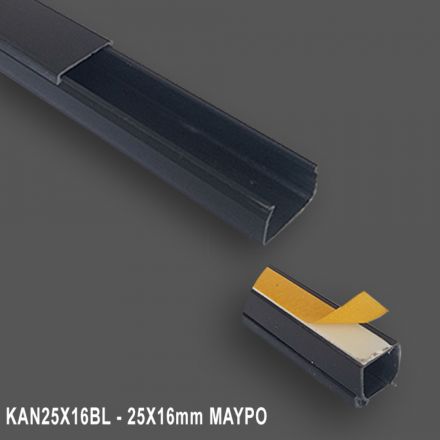 Κανάλι Καλωδίων 25x16mm με Αυτοκόλλητη Ταινία - Μαύρο