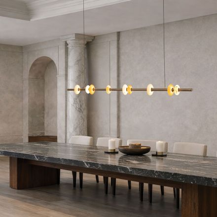 Κρεμαστό Φωτιστικό Ράγα Led 25W 3000K Αλάβαστρο/Αλουμινίου Καφέ 150cm