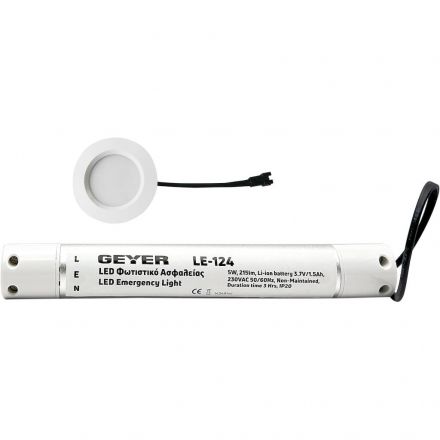 GEYER LED Χωνευτό Φωτιστικό Ασφαλείας Tube 5W 6500K 3 Ώρες Αυτονομίας