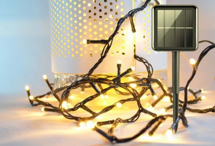 96 Λαμπάκια LED Θερμό Λευκό Ηλιακά σε Σειρά