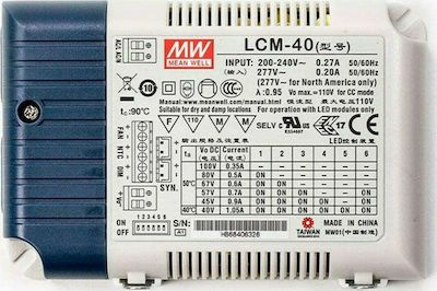 Mean Well LED Driver 40W 2-40V 1050 mA